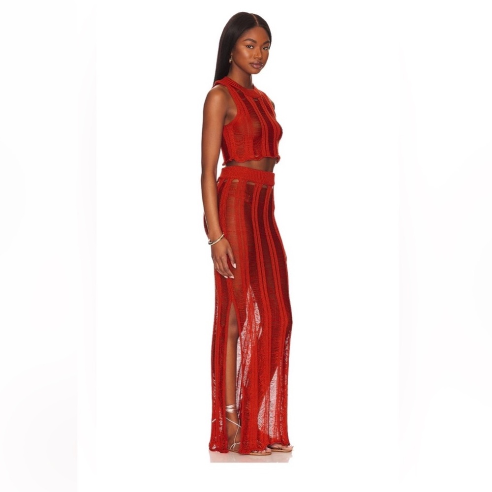 Superdown red crochet set
